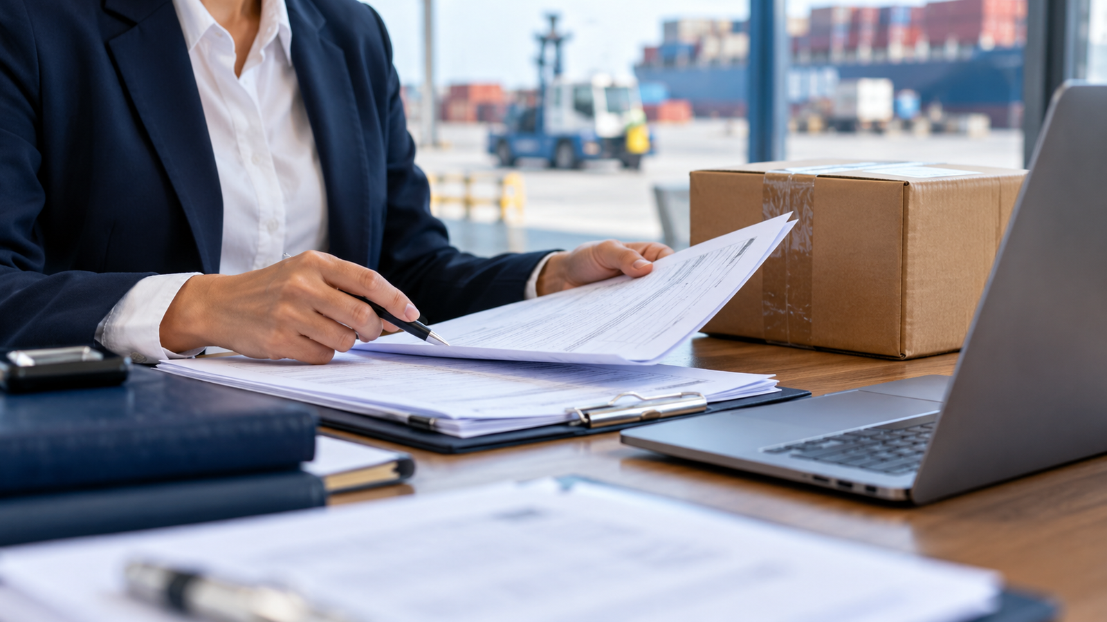 Illustrative customs clearance scene