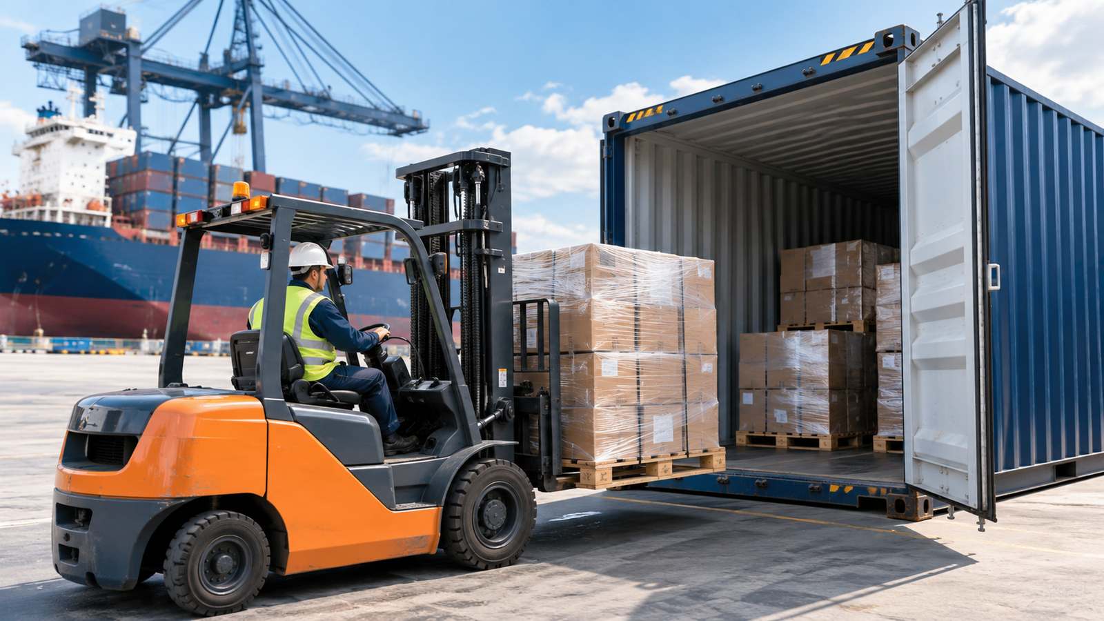 Illustration of container cargo for ocean freight exports