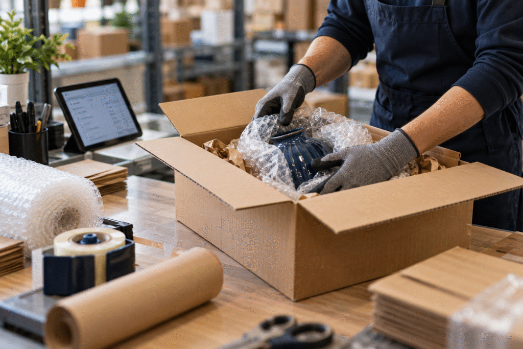 Illustrative image of careful parcel packing